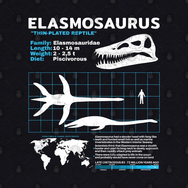 Elasmosaurus Dinosaur Fact Sheet by NicGrayTees